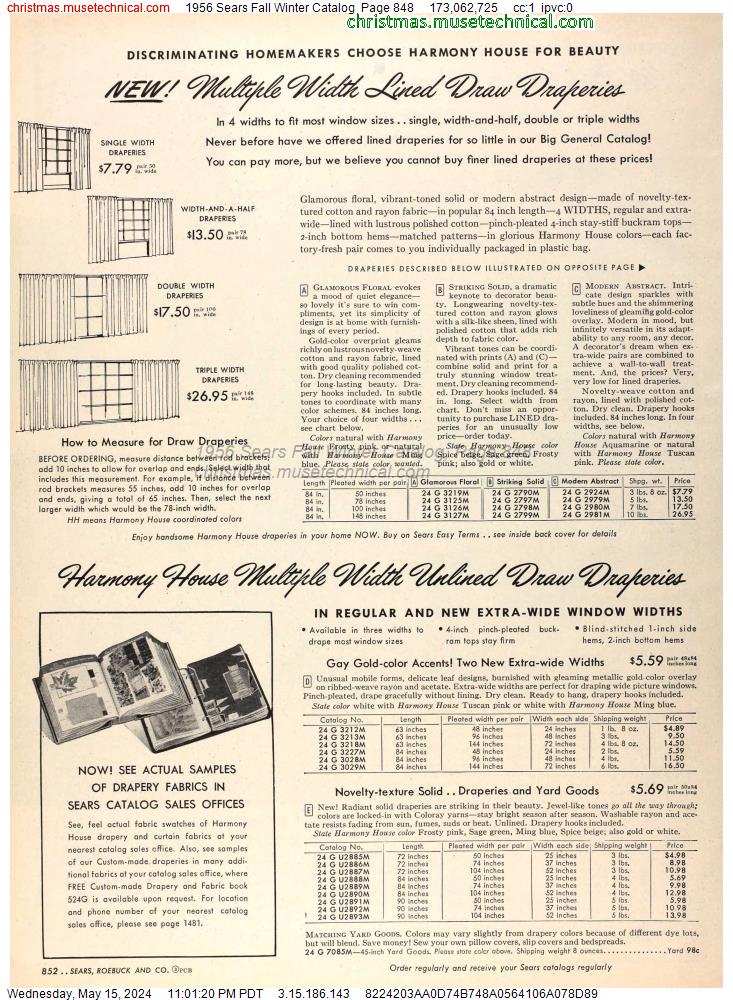 1956 Sears Fall Winter Catalog, Page 848