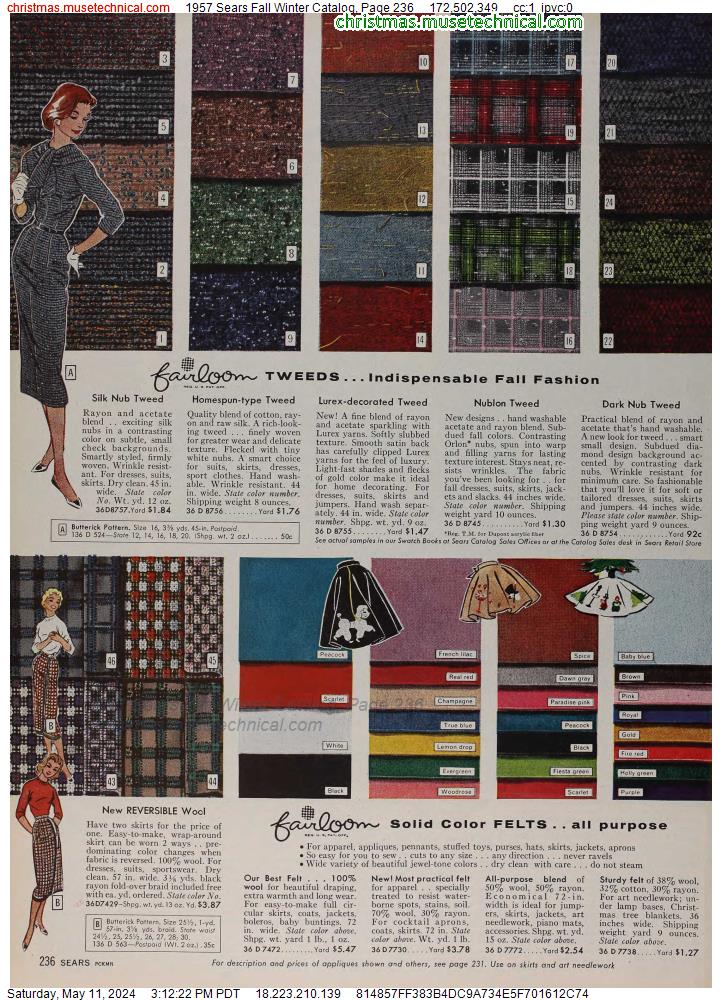 1957 Sears Fall Winter Catalog, Page 236