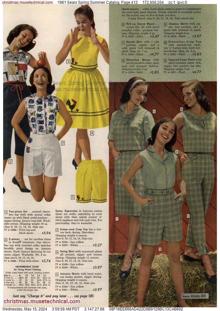 1961 Sears Spring Summer Catalog, Page 413