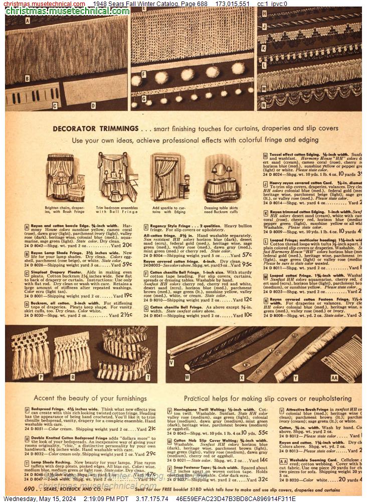 1948 Sears Fall Winter Catalog, Page 688