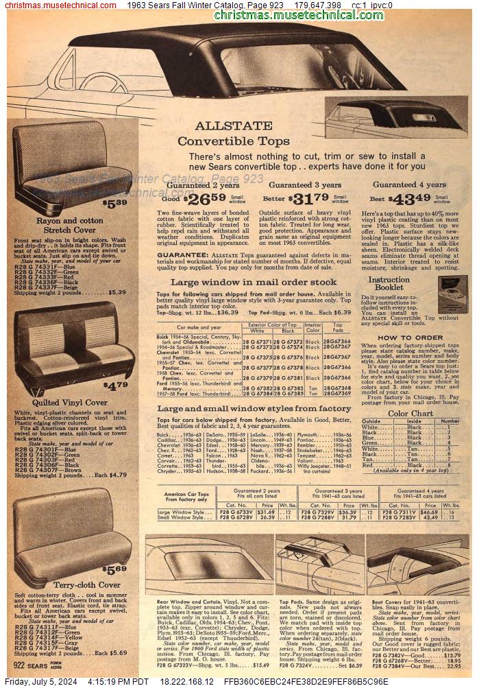 1963 Sears Fall Winter Catalog, Page 923