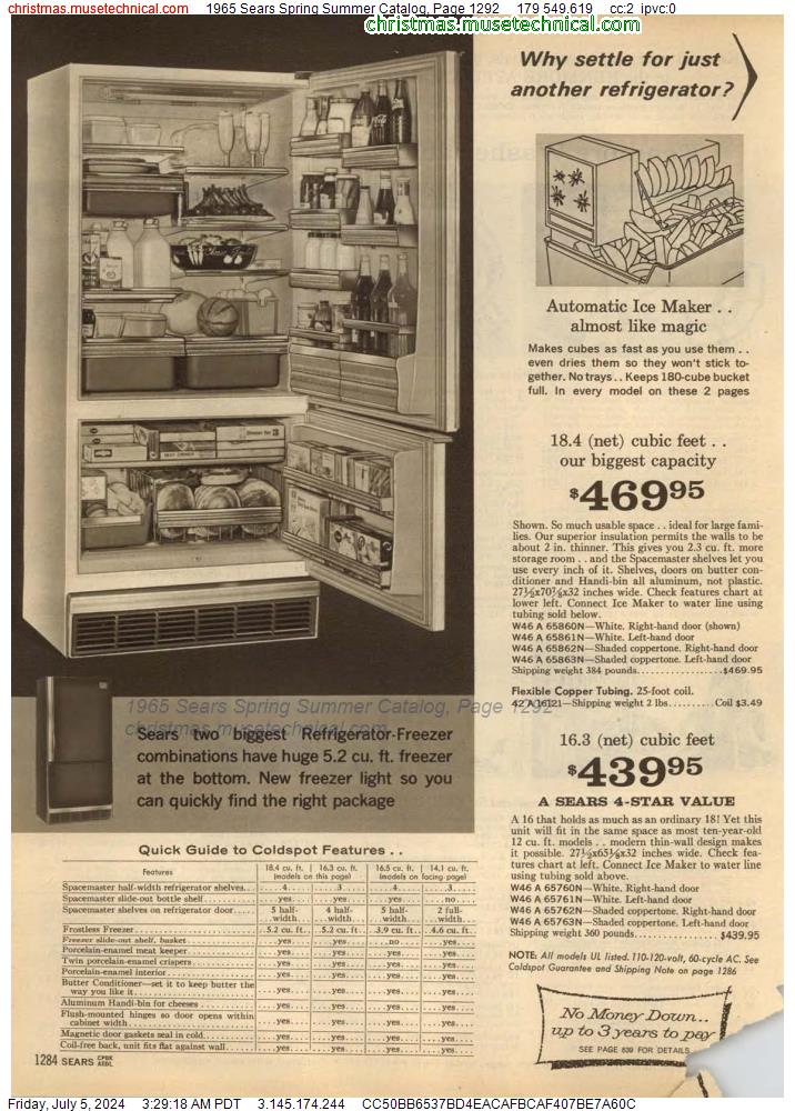 1965 Sears Spring Summer Catalog, Page 1292