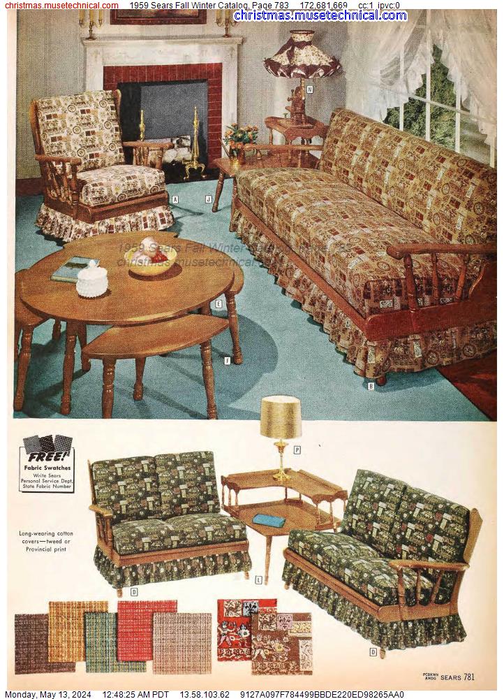 1959 Sears Fall Winter Catalog, Page 783