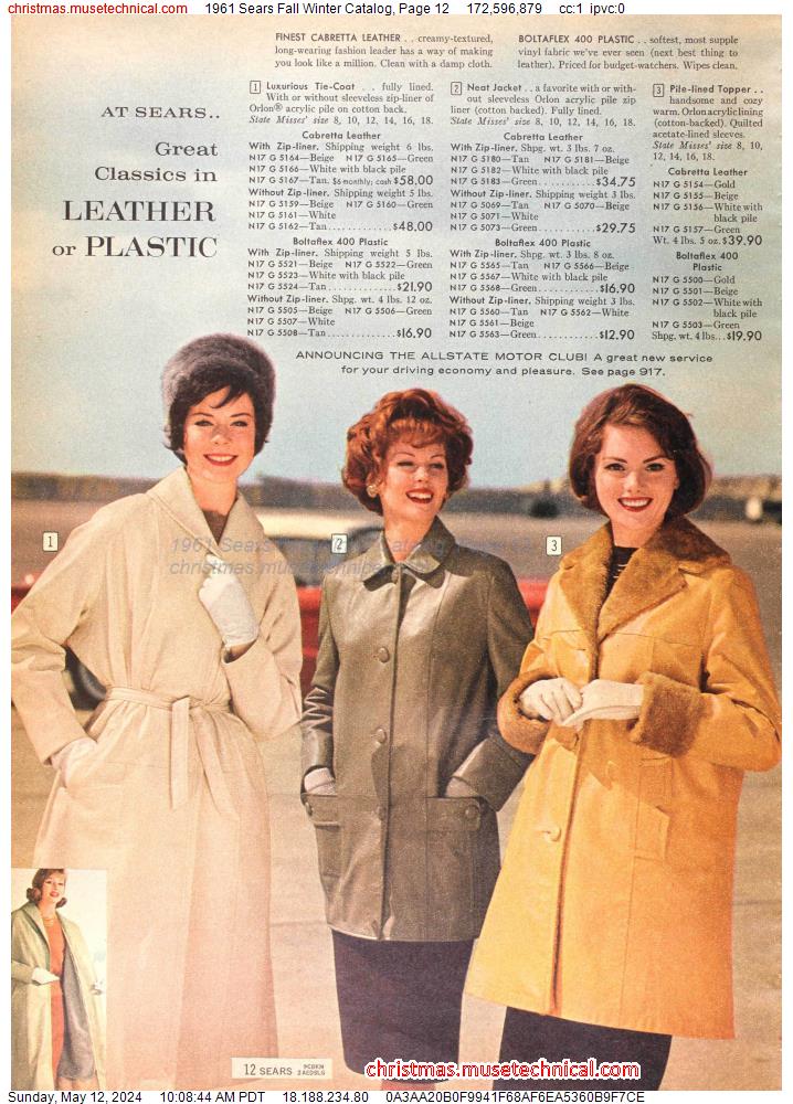 1961 Sears Fall Winter Catalog, Page 12