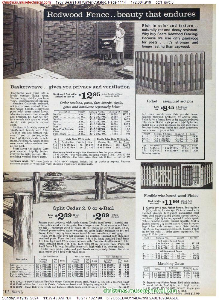 1967 Sears Fall Winter Catalog, Page 1114
