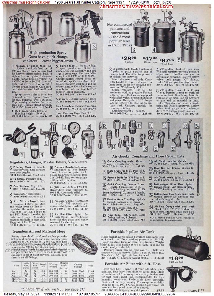 1966 Sears Fall Winter Catalog, Page 1137