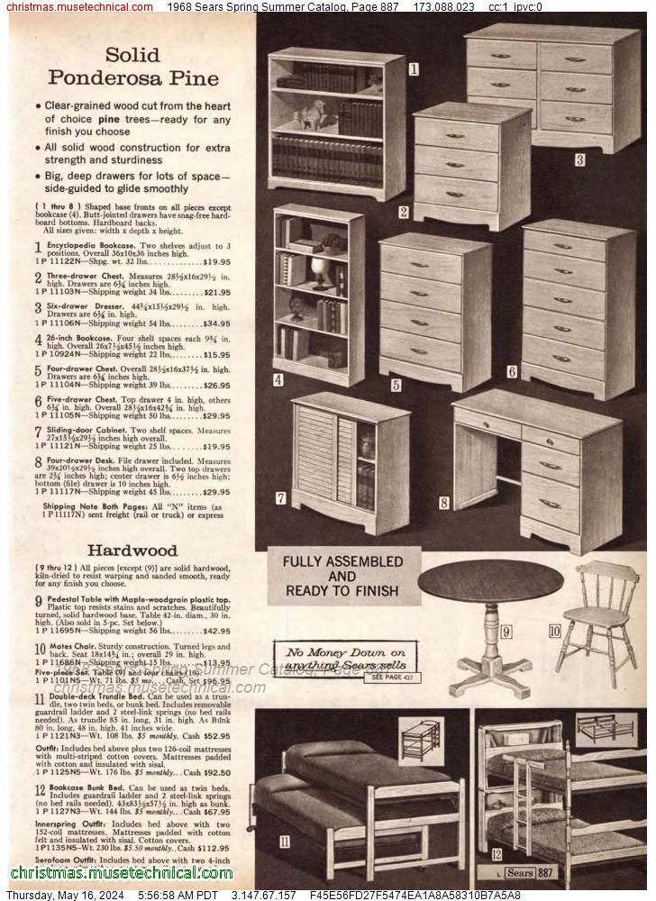 1968 Sears Spring Summer Catalog, Page 887