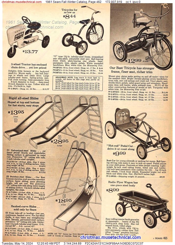 1961 Sears Fall Winter Catalog, Page 462