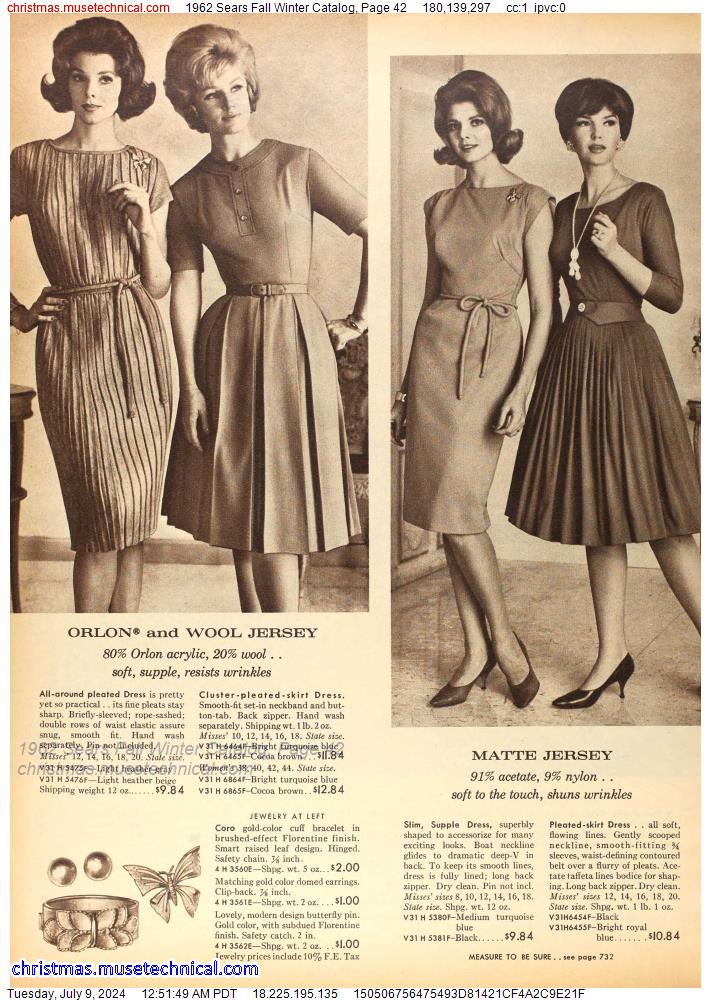 1962 Sears Fall Winter Catalog, Page 42