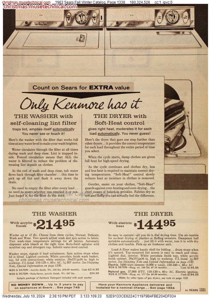 1963 Sears Fall Winter Catalog, Page 1338
