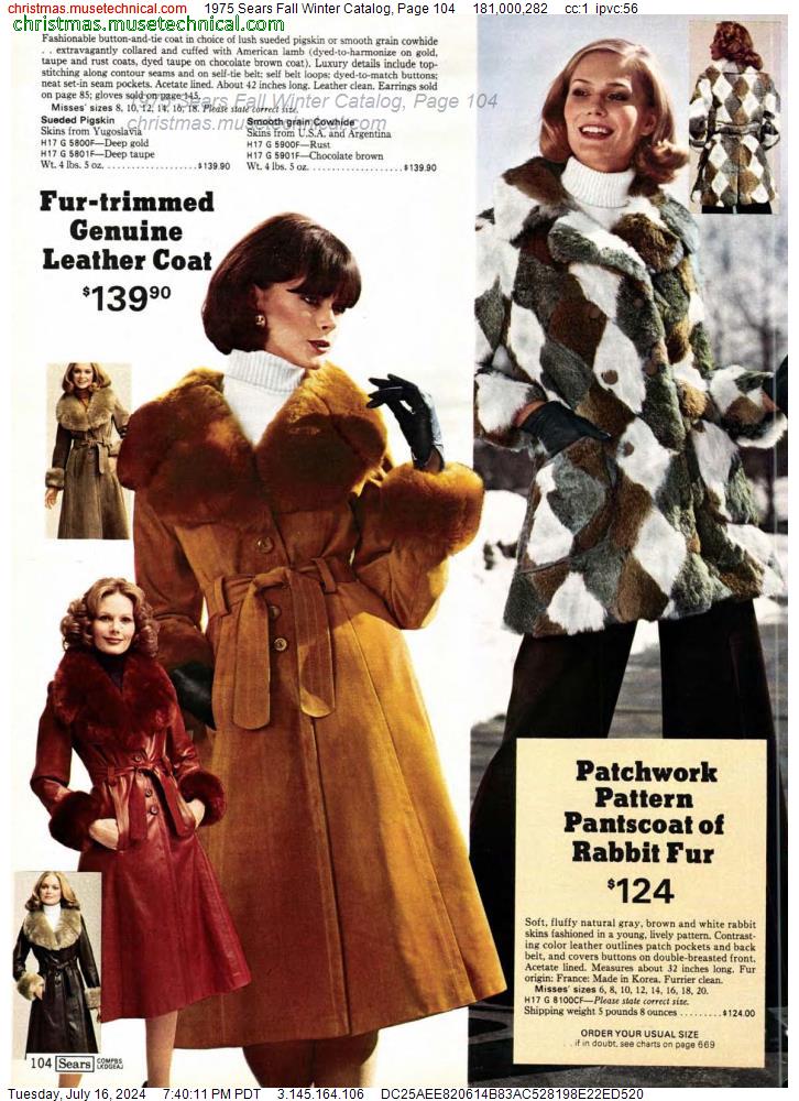 1975 Sears Fall Winter Catalog, Page 104