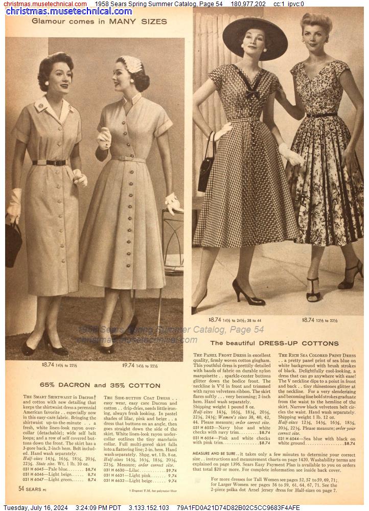 1958 Sears Spring Summer Catalog, Page 54