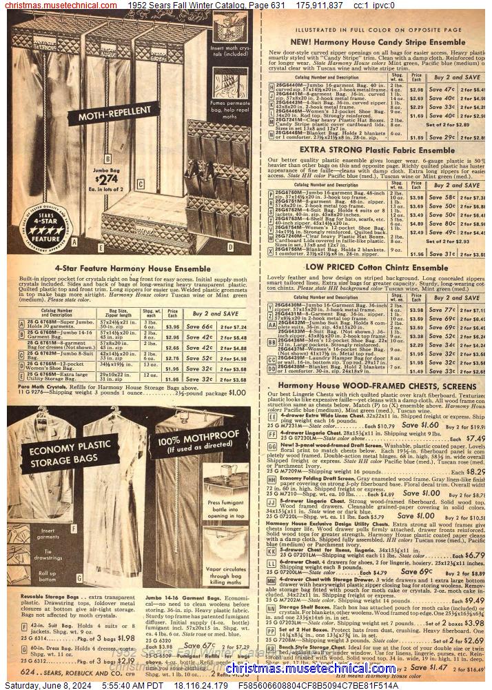 1952 Sears Fall Winter Catalog, Page 631