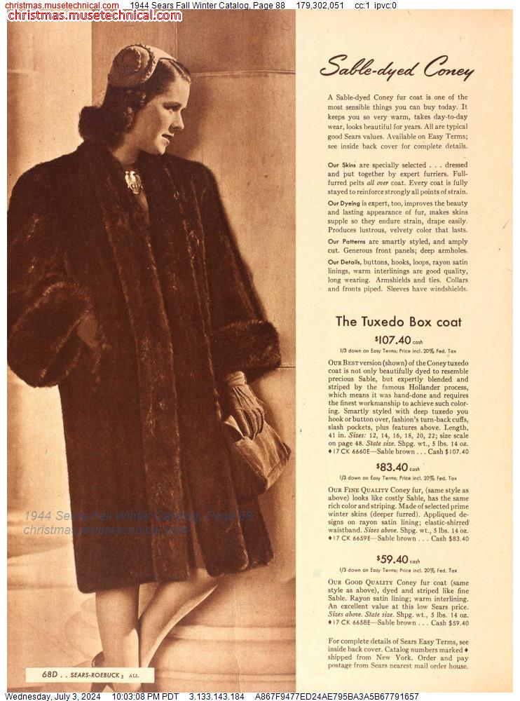 1944 Sears Fall Winter Catalog, Page 88