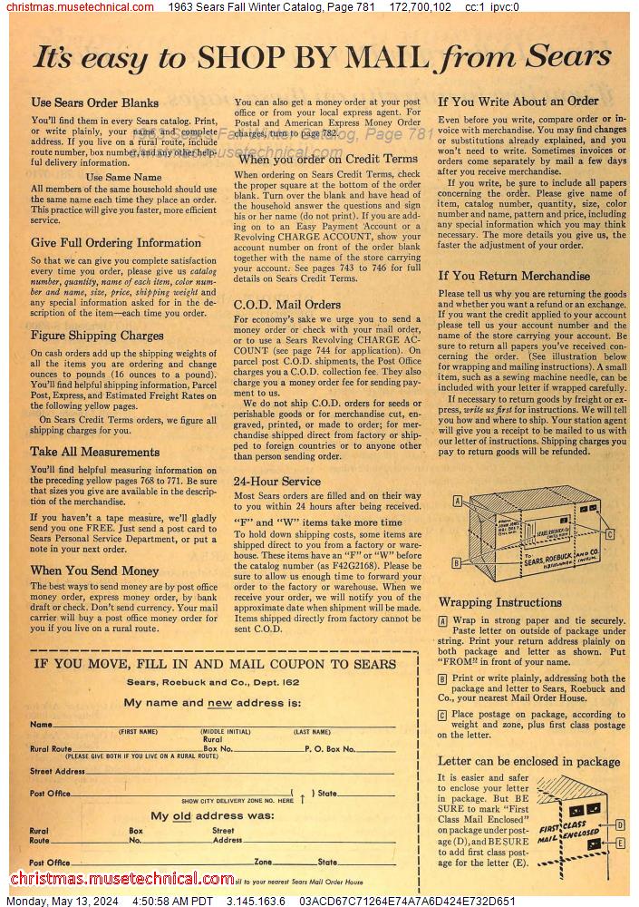 1963 Sears Fall Winter Catalog, Page 781