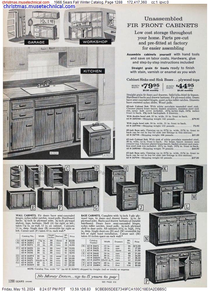 1966 Sears Fall Winter Catalog, Page 1288
