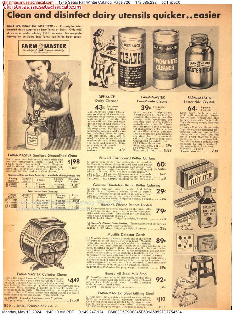 1945 Sears Fall Winter Catalog, Page 726