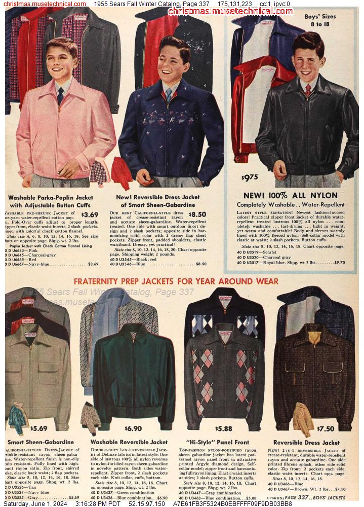 1955 Sears Fall Winter Catalog, Page 337