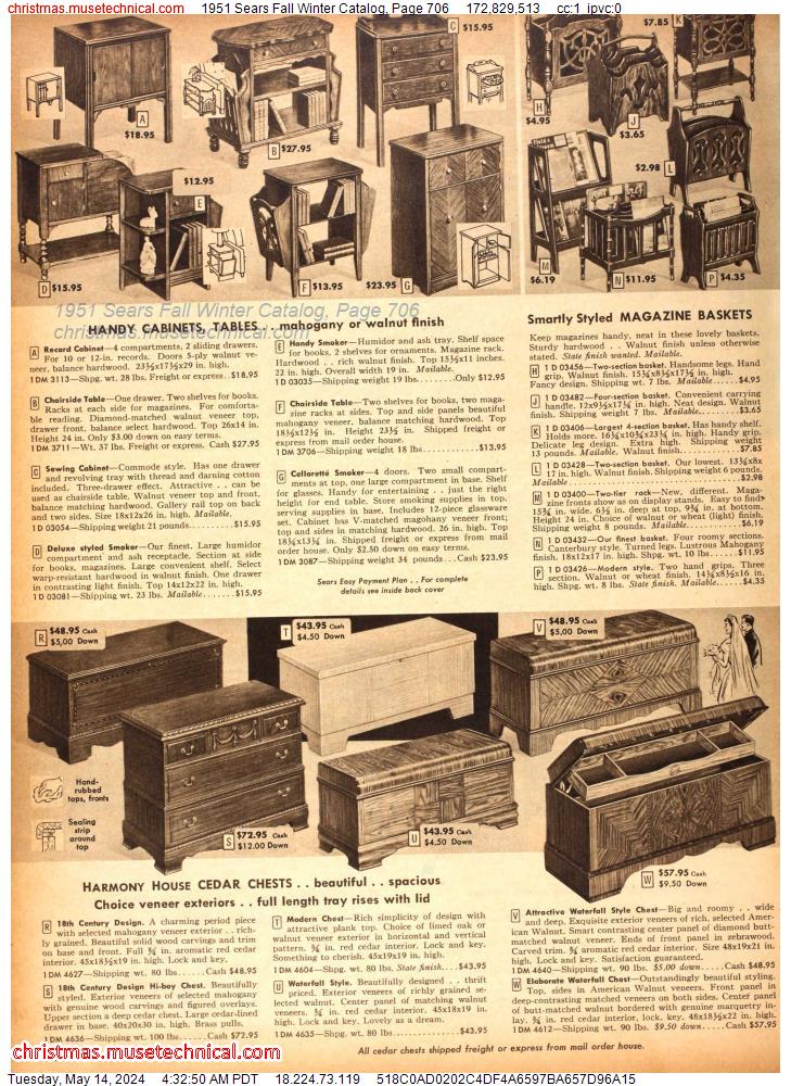 1951 Sears Fall Winter Catalog, Page 706