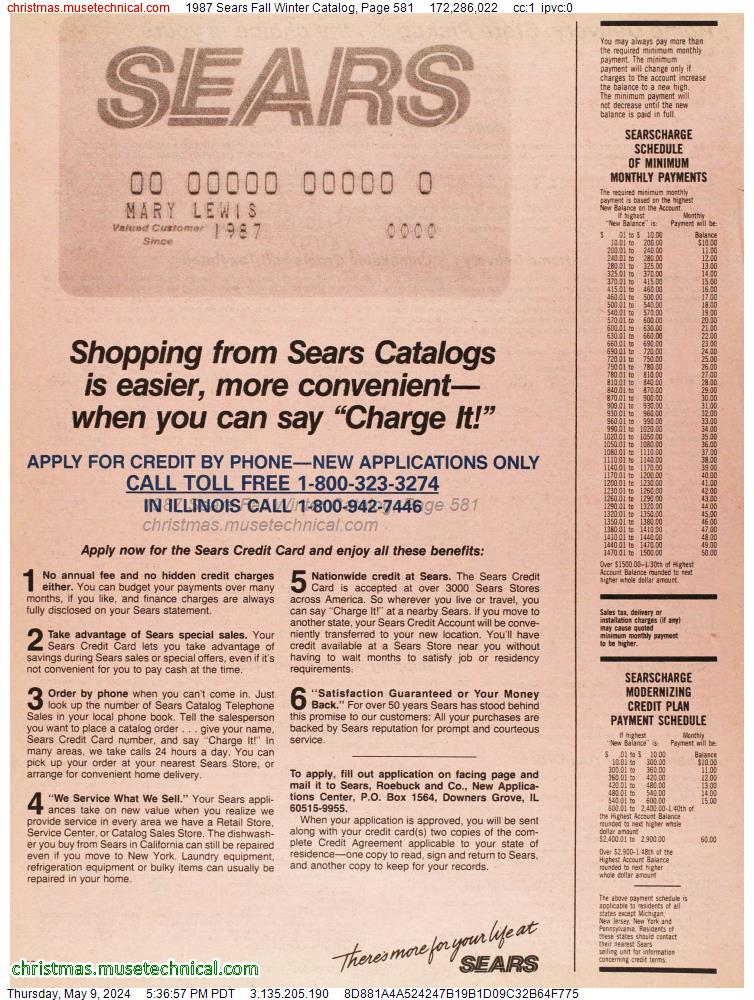 1987 Sears Fall Winter Catalog, Page 581