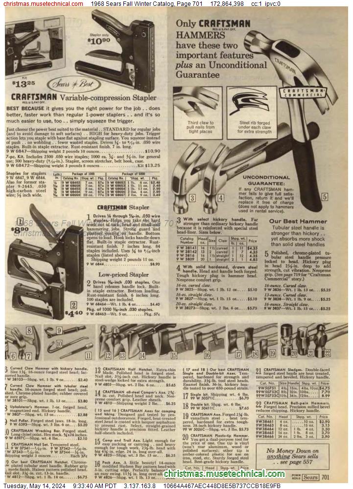 1968 Sears Fall Winter Catalog, Page 701