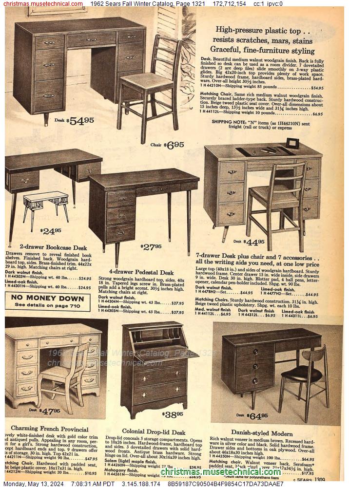 1962 Sears Fall Winter Catalog, Page 1321