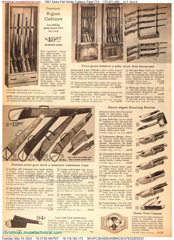 1961 Sears Fall Winter Catalog, Page 774