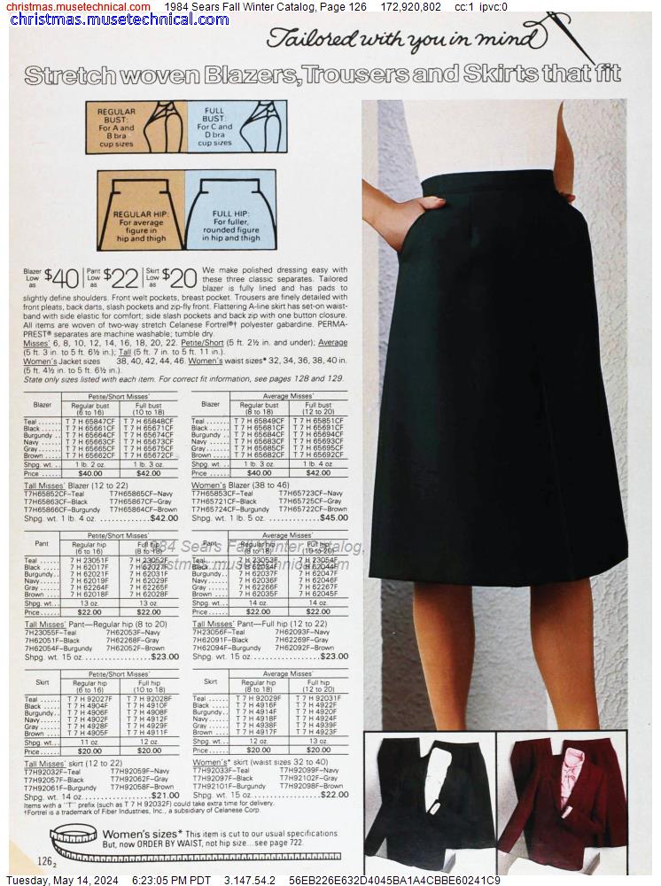 1984 Sears Fall Winter Catalog, Page 126