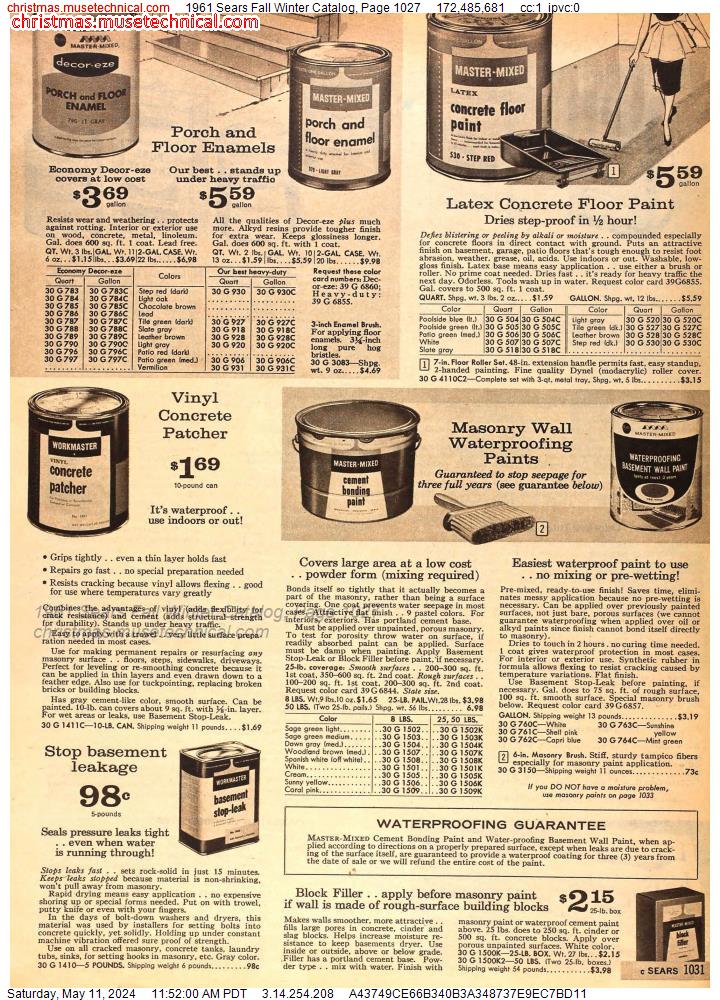 1961 Sears Fall Winter Catalog, Page 1027
