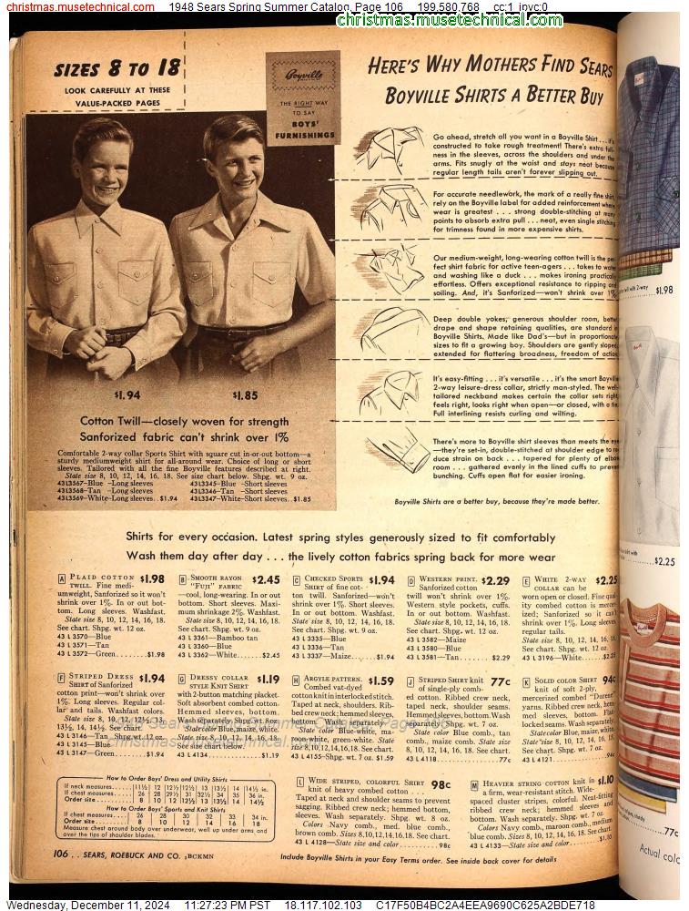 1948 Sears Spring Summer Catalog, Page 106