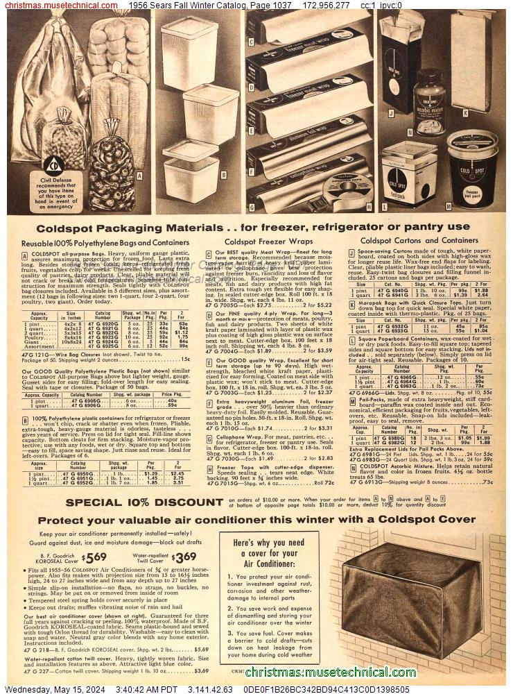 1956 Sears Fall Winter Catalog, Page 1037