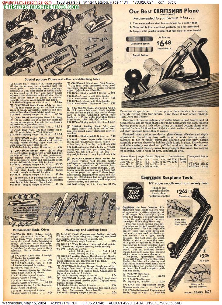 1958 Sears Fall Winter Catalog, Page 1431