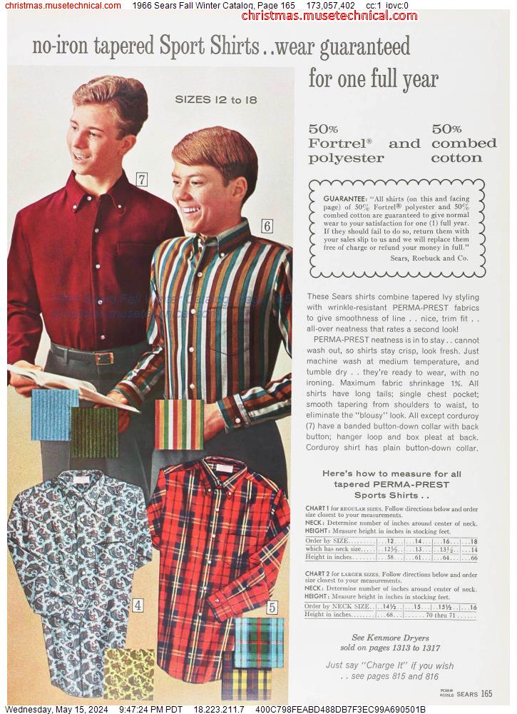 1966 Sears Fall Winter Catalog, Page 165