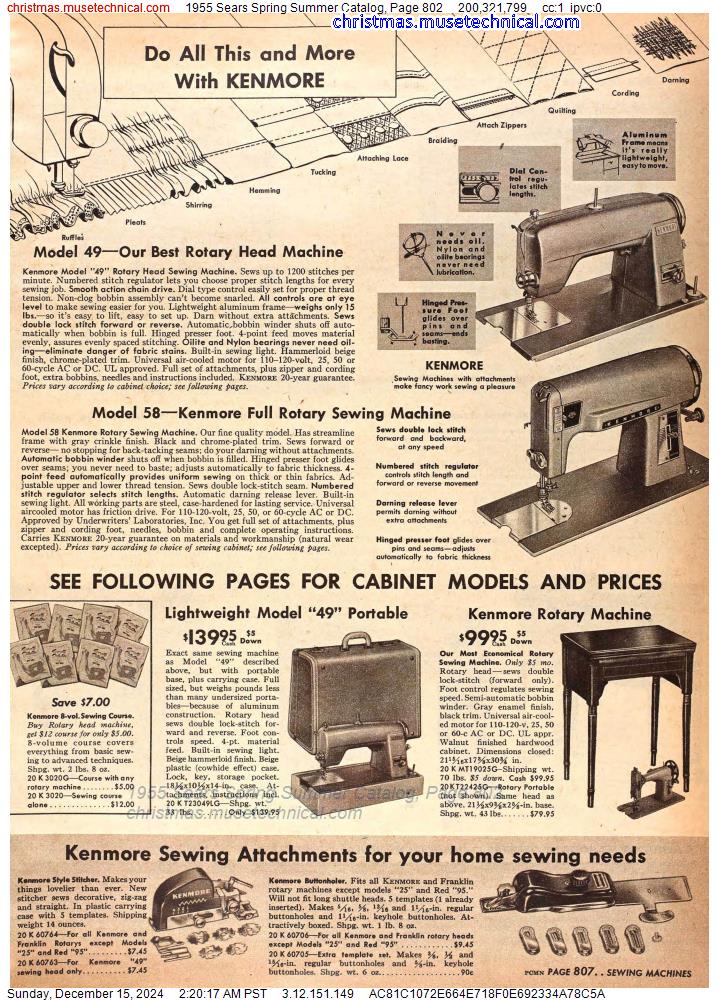 1955 Sears Spring Summer Catalog, Page 802 - Catalogs & Wishbooks