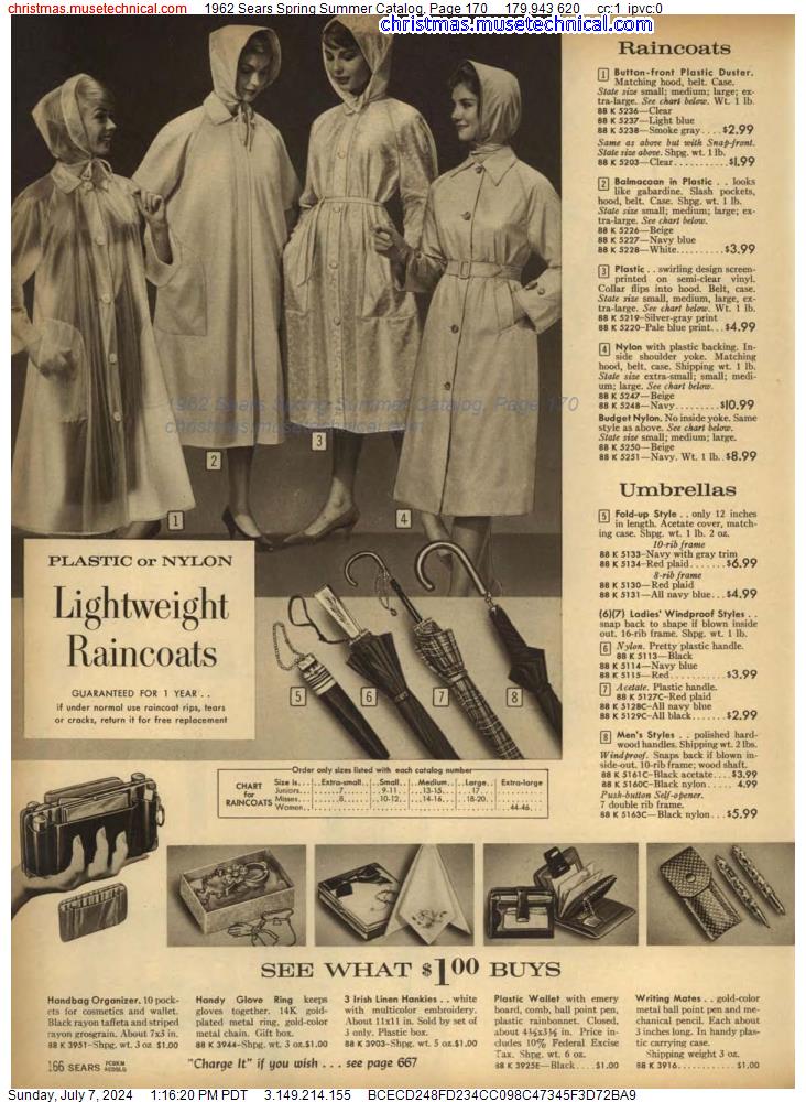 1962 Sears Spring Summer Catalog, Page 170