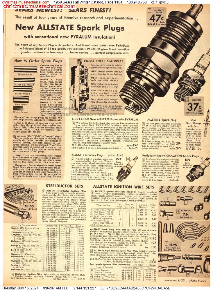 1950 Sears Fall Winter Catalog, Page 1104