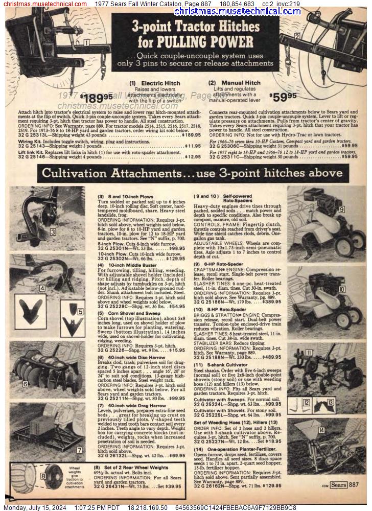 1977 Sears Fall Winter Catalog, Page 887