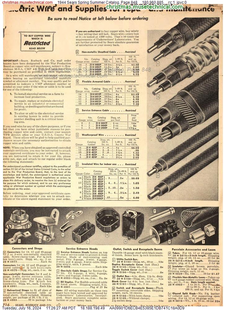 1944 Sears Spring Summer Catalog, Page 848