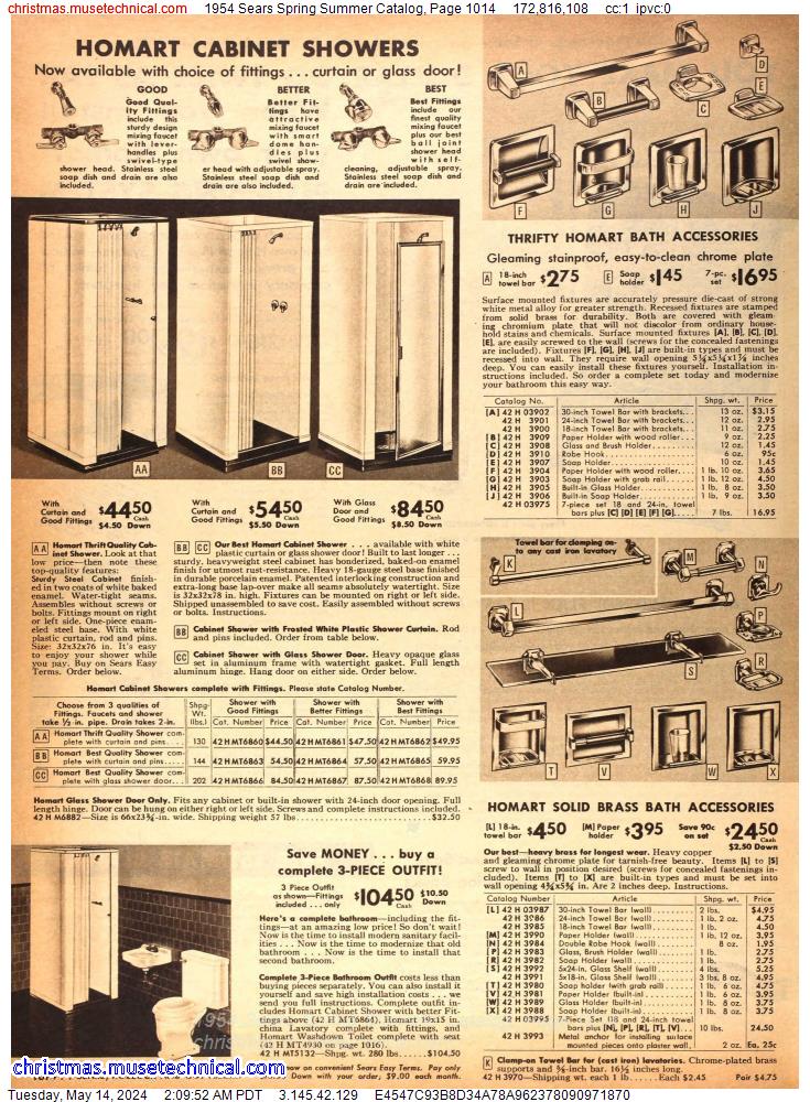 1954 Sears Spring Summer Catalog, Page 1014
