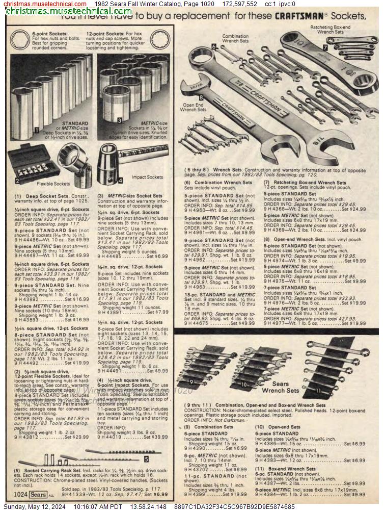 1982 Sears Fall Winter Catalog, Page 1020