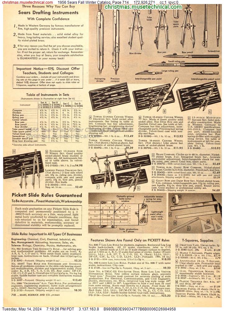 1956 Sears Fall Winter Catalog, Page 714