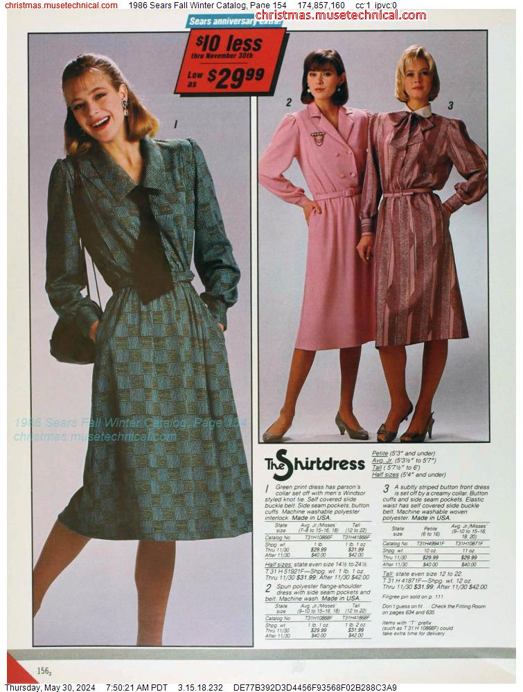 1986 Sears Fall Winter Catalog, Page 154