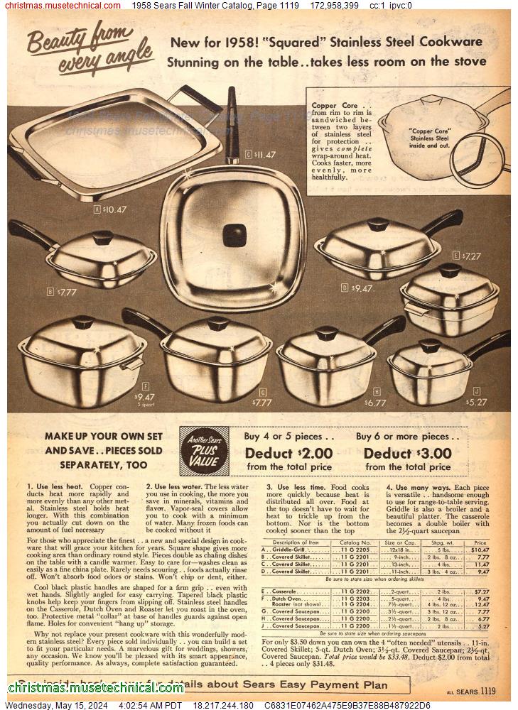 1958 Sears Fall Winter Catalog, Page 1119