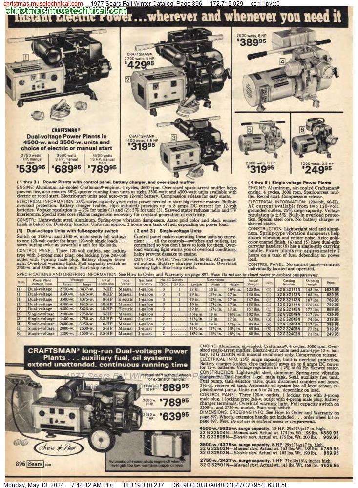 1977 Sears Fall Winter Catalog, Page 896