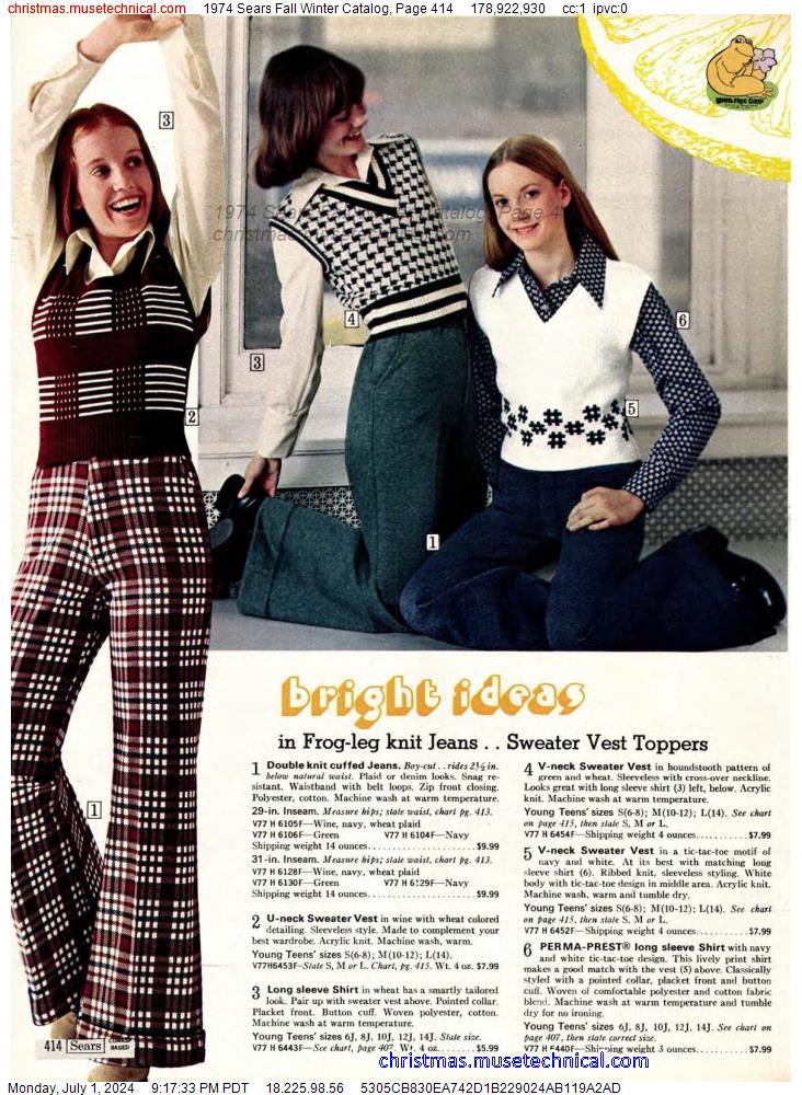 1974 Sears Fall Winter Catalog, Page 414 - Catalogs & Wishbooks