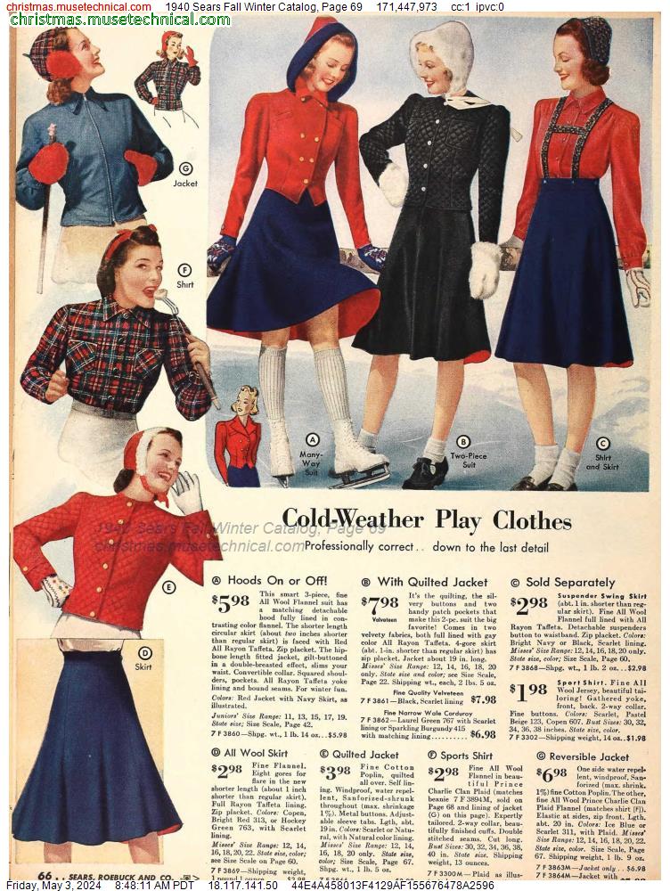 1940 Sears Fall Winter Catalog, Page 69