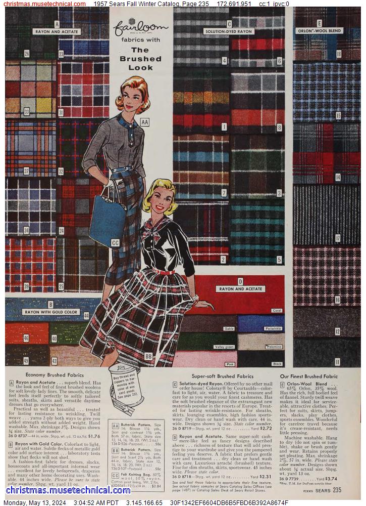 1957 Sears Fall Winter Catalog, Page 235
