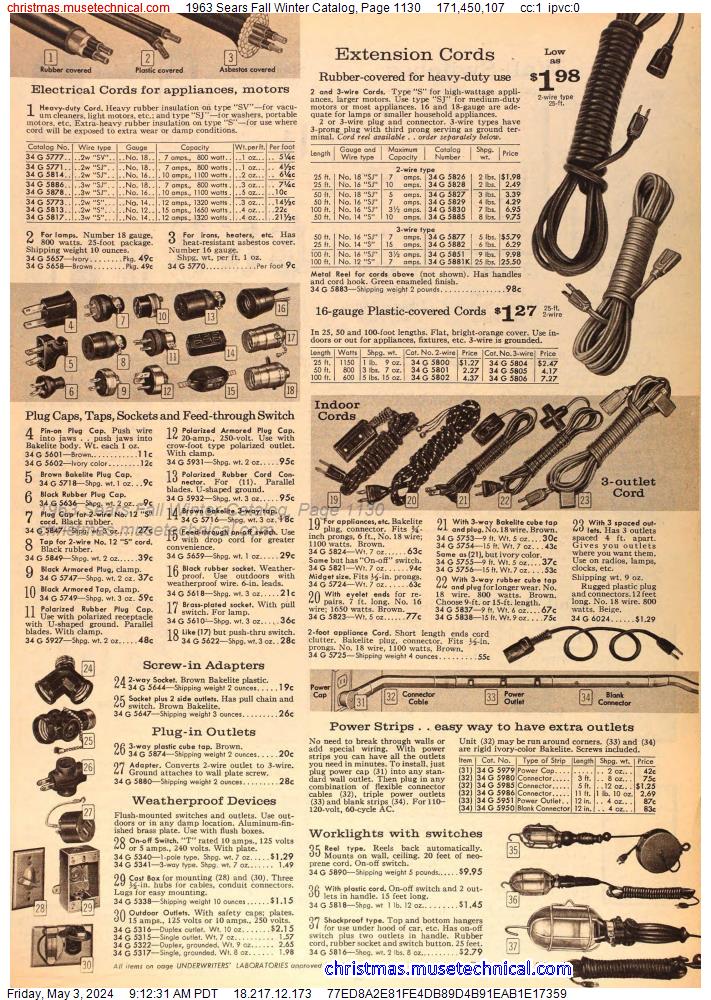 1963 Sears Fall Winter Catalog, Page 1130