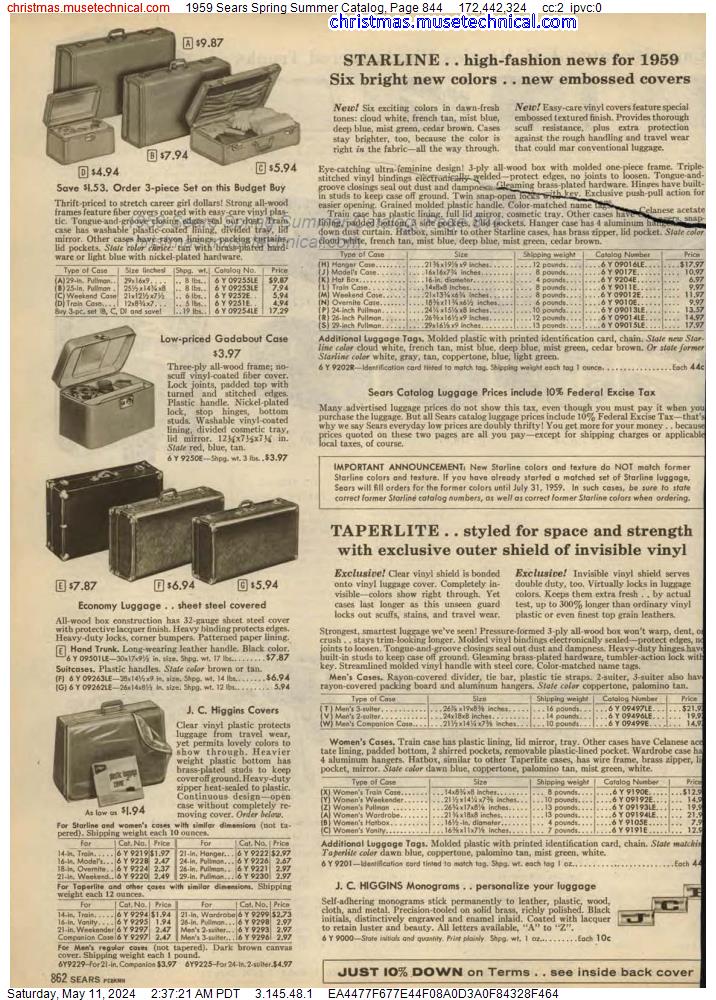 1959 Sears Spring Summer Catalog, Page 844