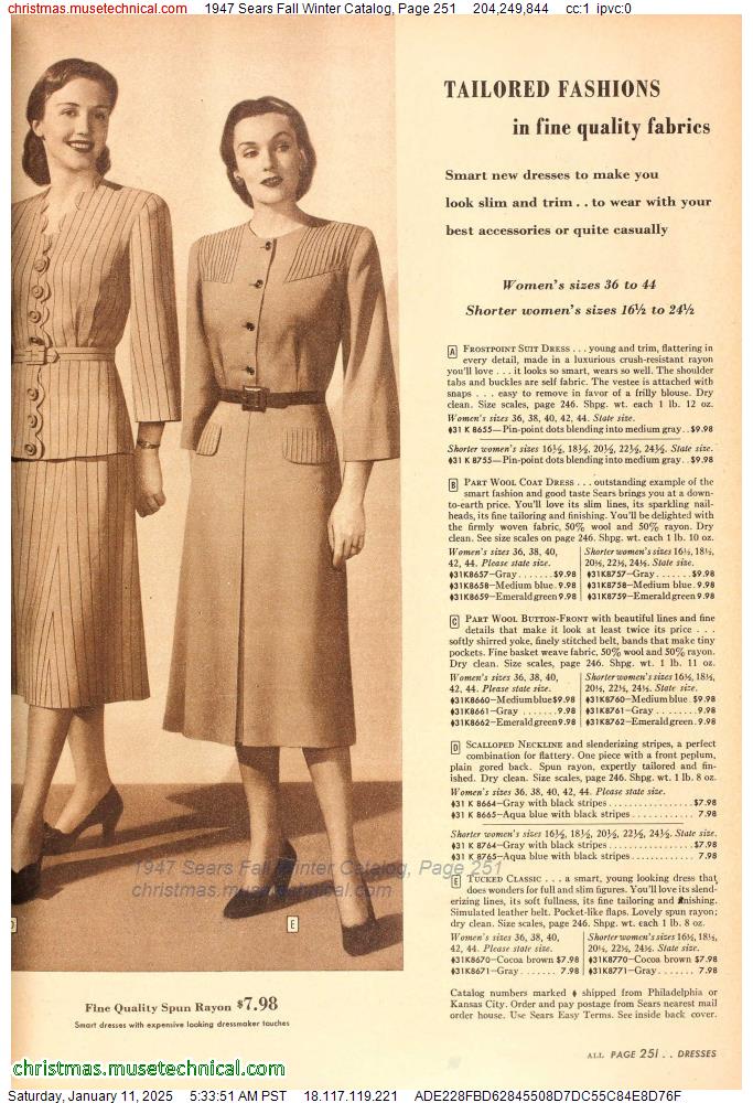 1947 Sears Fall Winter Catalog, Page 251